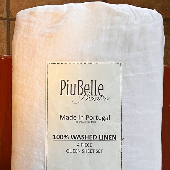 piubelle Bedding Piubelle Premiere Pure White Linen Sheet Set Queen